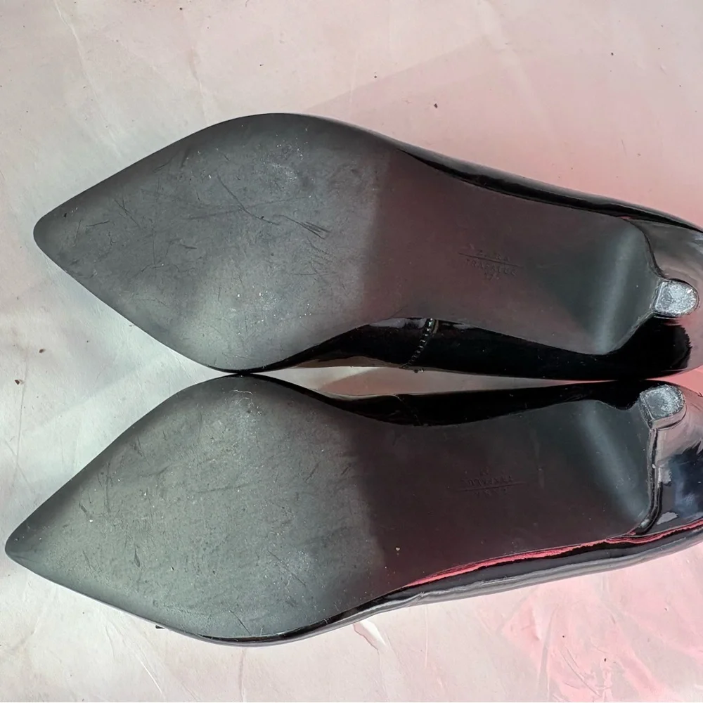 Zara patent black Women's Shoes with Bow Accent size 37 - Picture 11 of 13